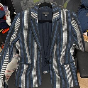 Ann Taylor Blazer Blue And White Pattern